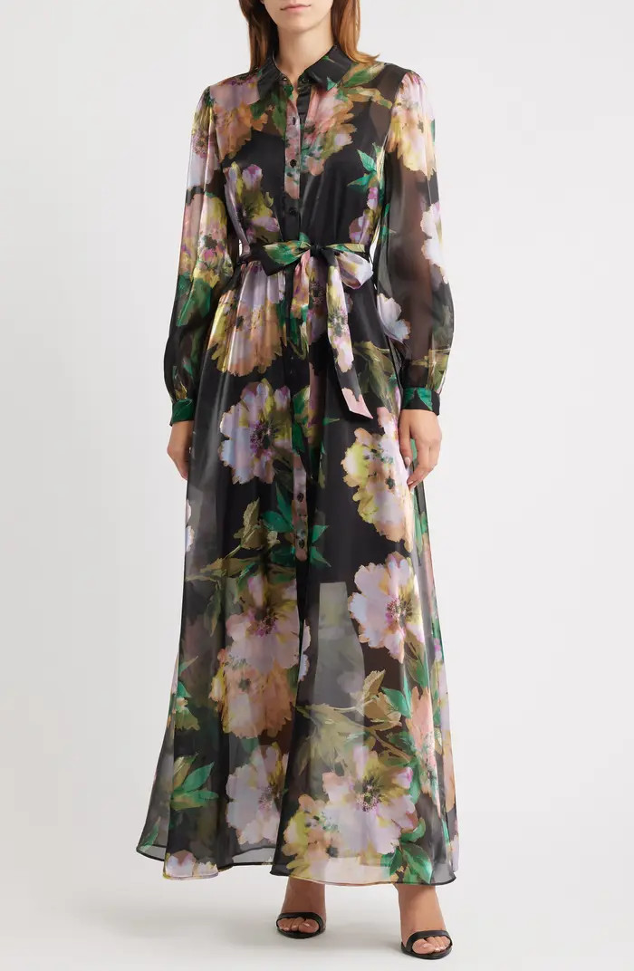Floral Long Sleeve Shirtdress Gown | Nordstrom