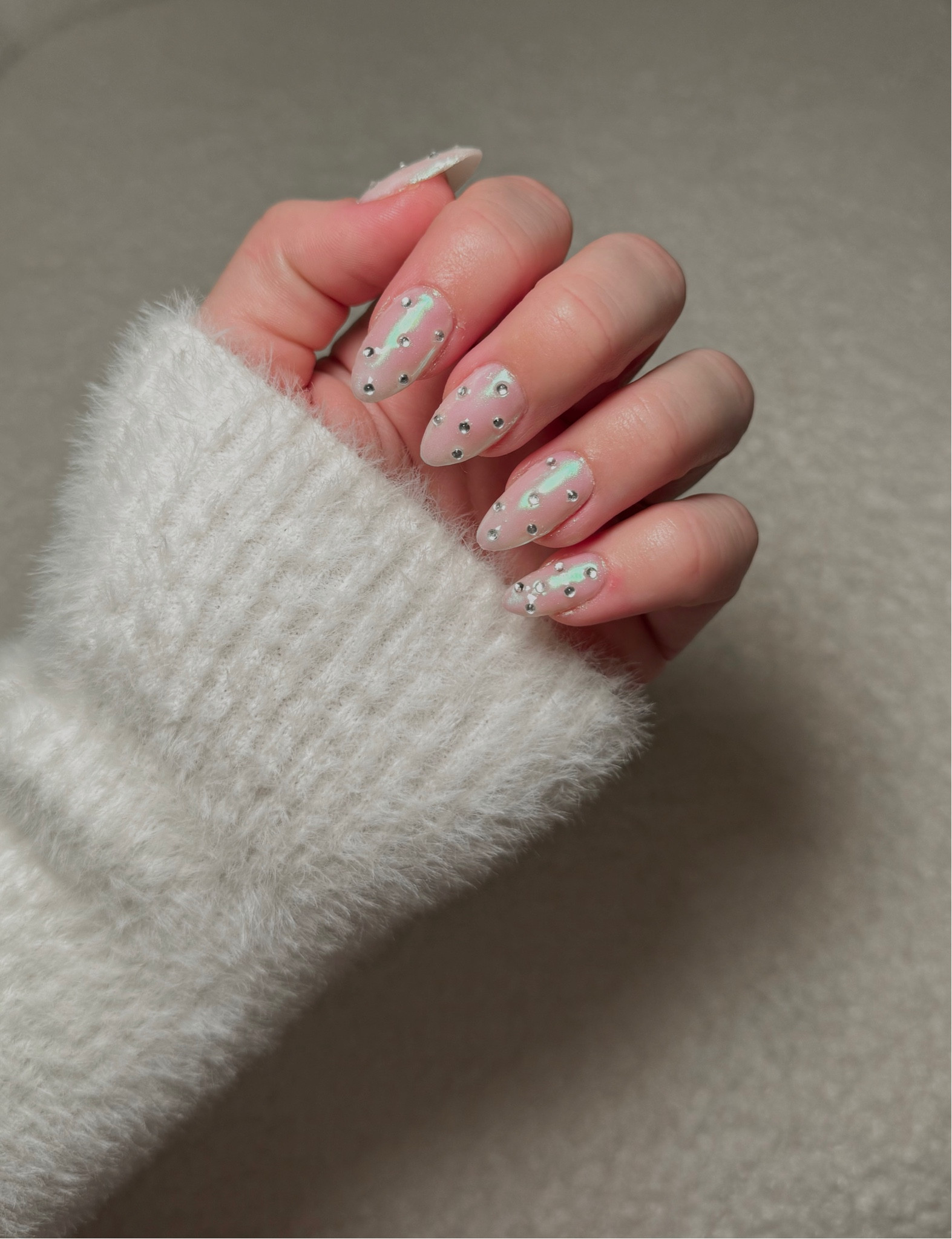 Chrome rhinestone nails 

#LTKbeauty