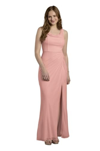 David's Bridal Mesh Cowl Neck Ruched A-Line Dress | Amazon (US)