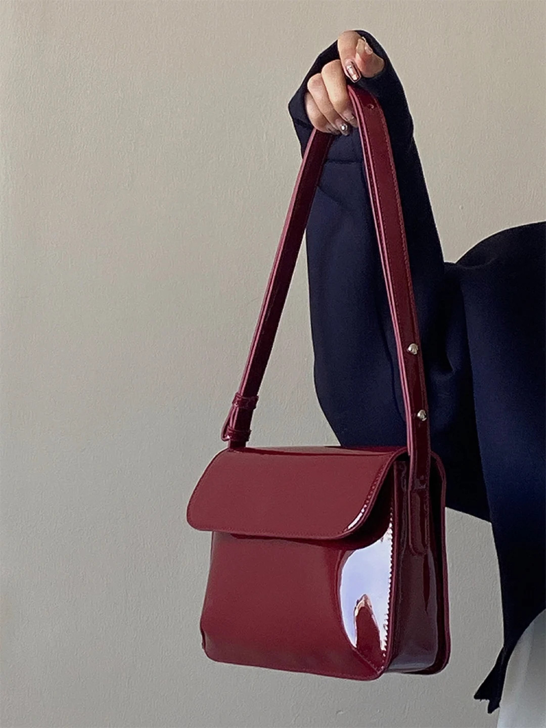 Women Classic Glossy Square Handbag Chunky Patent Leather - Etsy | Etsy (US)