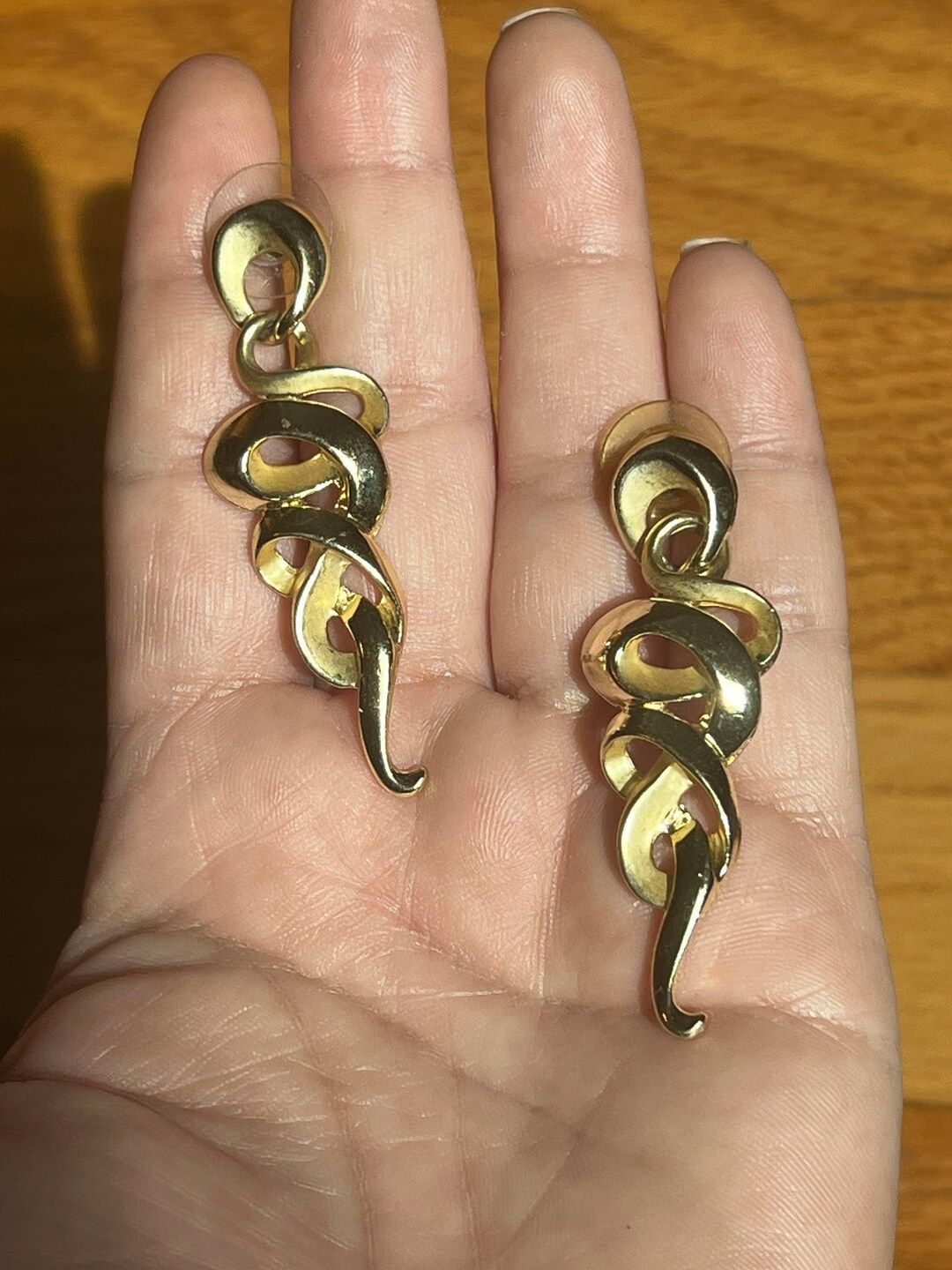 VINTAGE GOLD SERPENT Earrings,vintage gold long earrings,vintage gold twisted earrings,serpent da... | Etsy (US)