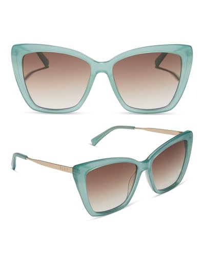 DIFF Becky II Designer Oversized Cat Eye Sunglasses for Women UV400, Aquatic Awe + Brown Gradient | Amazon (US)