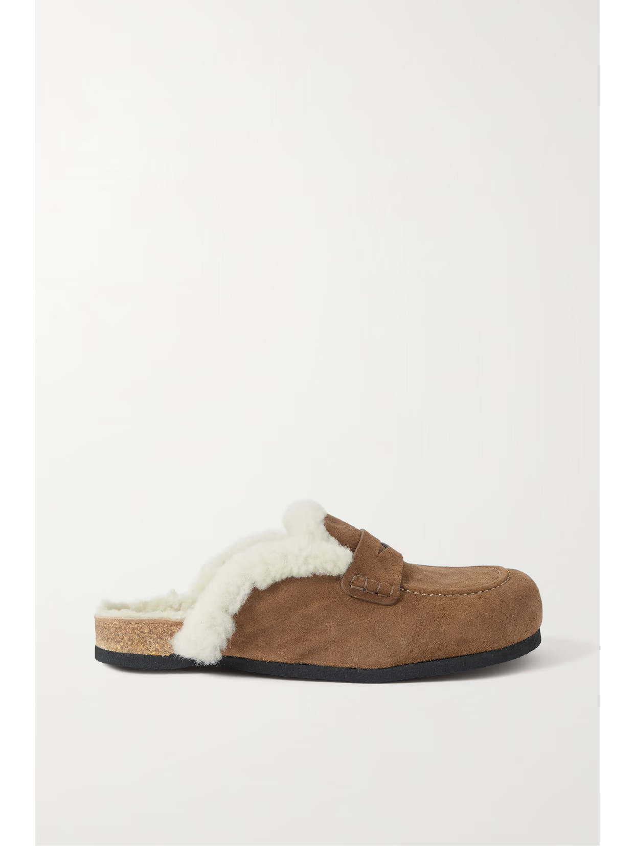 JW Anderson - Shearling-lined Suede Slippers - Brown | NET-A-PORTER (US)