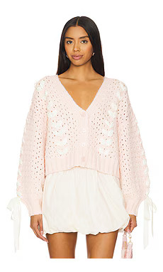 For Love & Lemons Laurel Cardigan in Pink from Revolve.com | Revolve Clothing (Global)