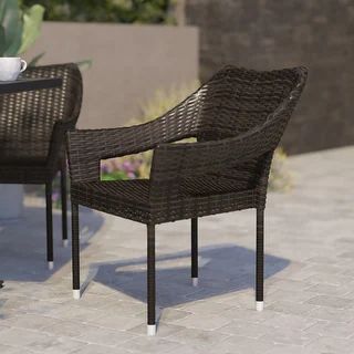 All Weather Commercial Grade PE Rattan Stacking Patio Chairs - Black | Bed Bath & Beyond