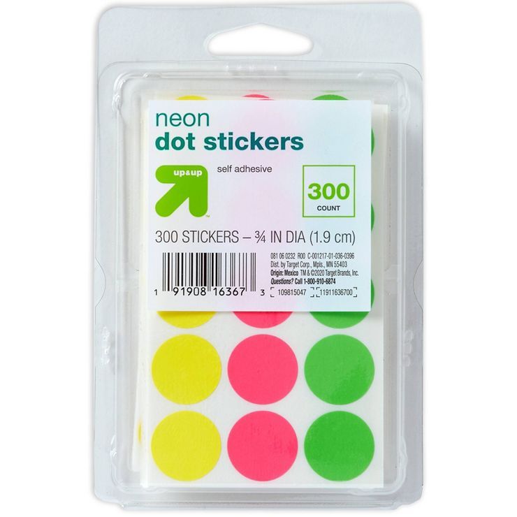 300ct Dot Stickers Neon - up & up™ | Target