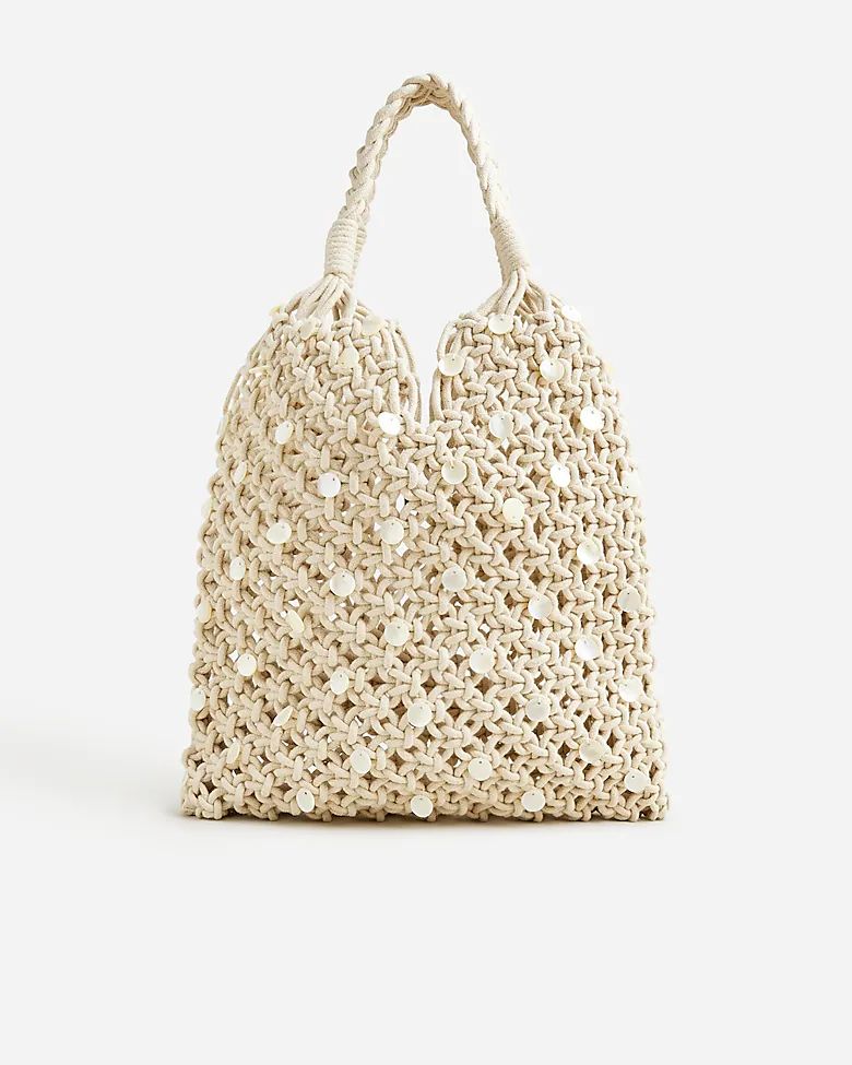 How to wear itnew4.2(14 REVIEWS)Cadiz hand-knotted rope tote with paillettes$128.00Pearl$128.00$8... | J.Crew US