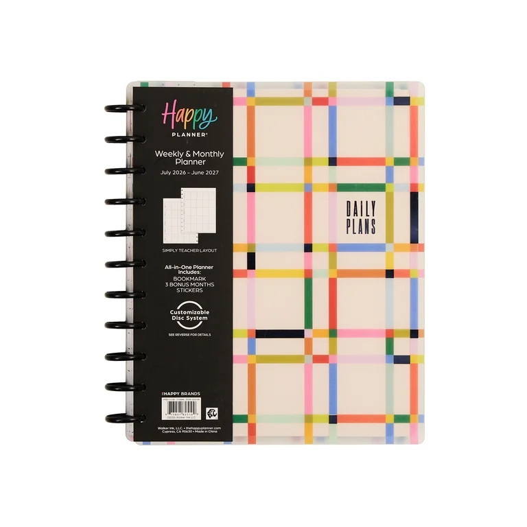 Happy Planner Monthly and Weekly Big Planner (8.5\u201d x 11\u201d) Mixed Brights Simply Teacher ... | Walmart (US)