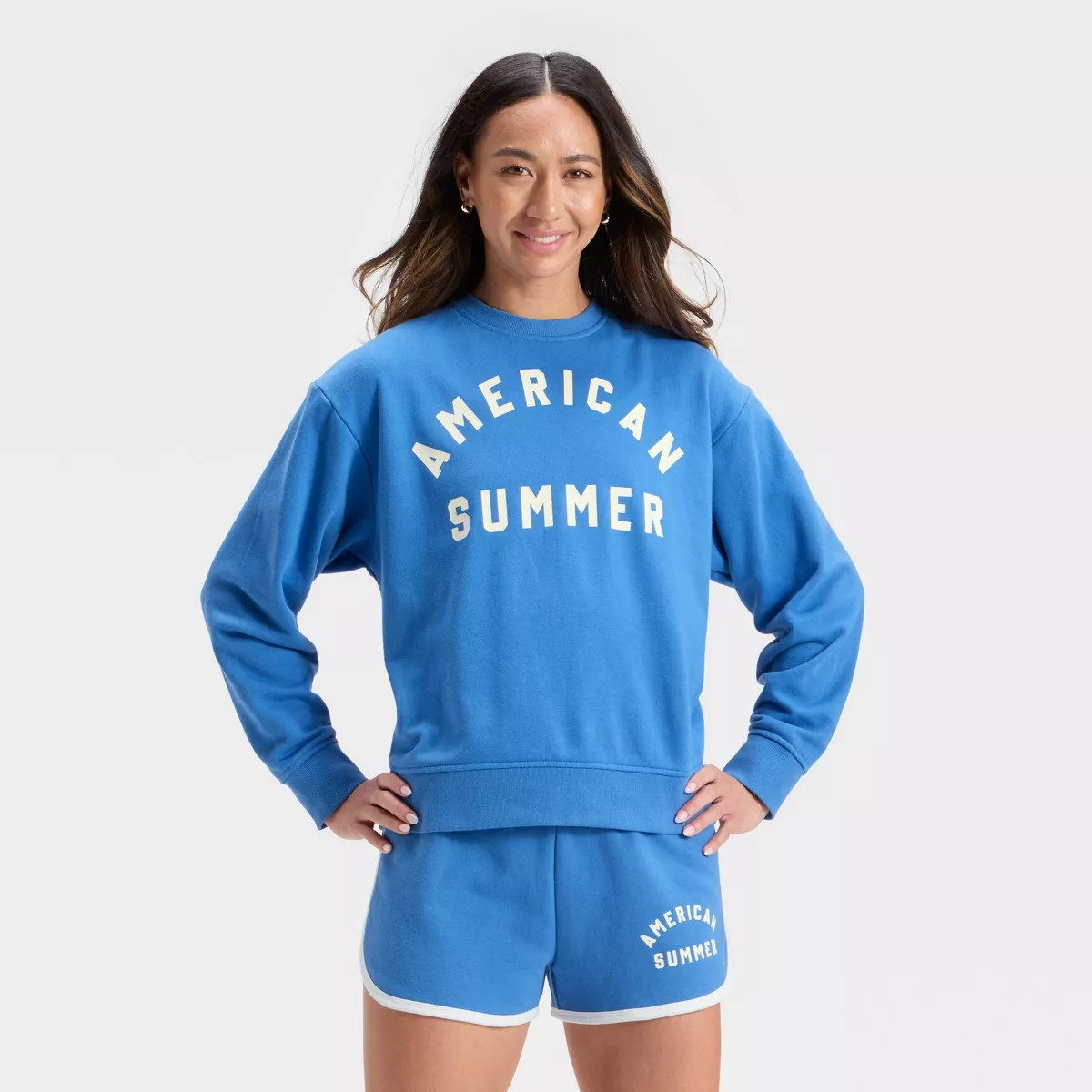 Women's Graphic Pullover Sweatshirt - Universal Thread™ Light Blue Letters | Target