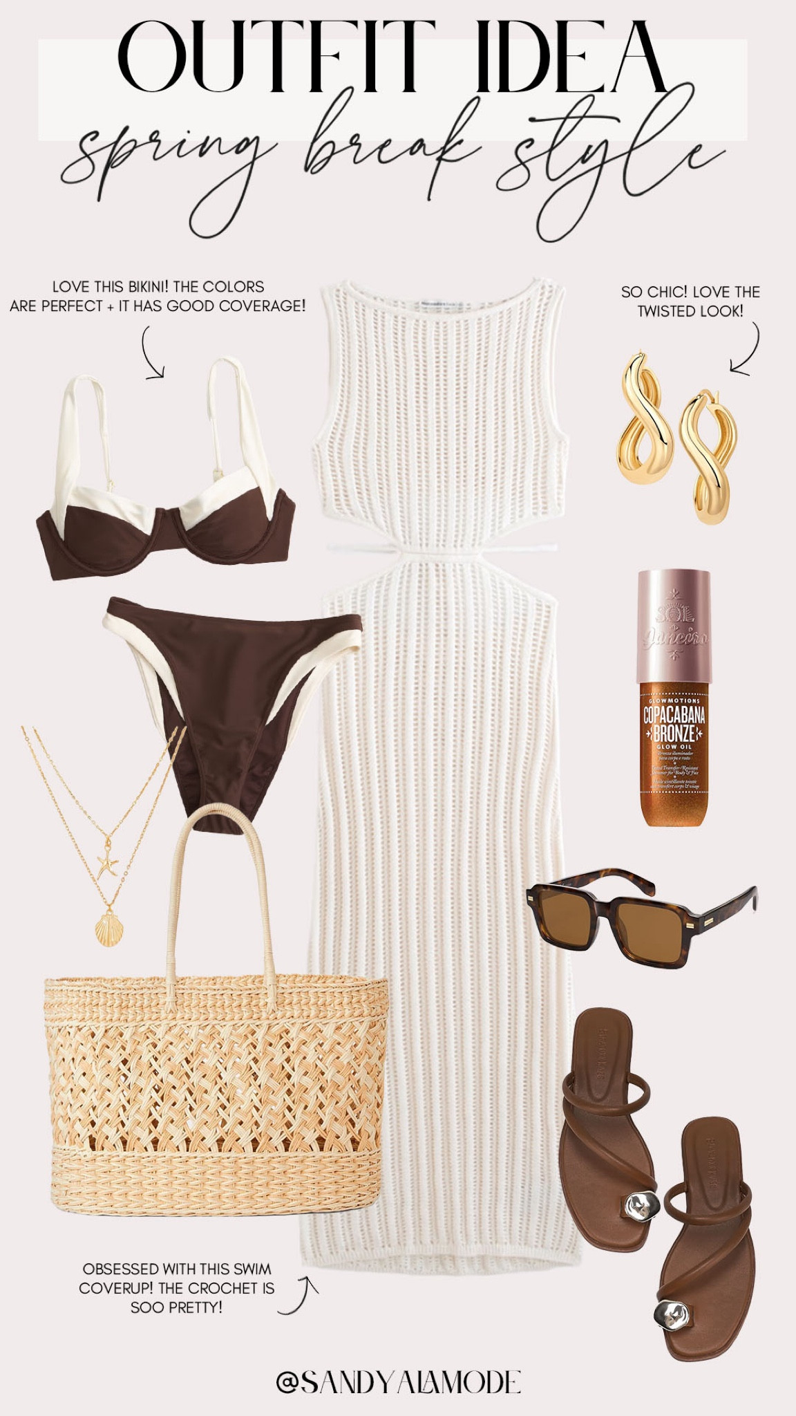 Spring break style. Resortwear. Neutral resort style. Crochet maxi coverup dress. Brown flattering bikini. Target straw tote  

#LTKSeasonal #LTKSwim #LTKStyleTip