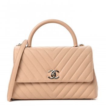 CHANEL

Caviar Chevron Quilted Small Coco Handle Flap Beige | Fashionphile