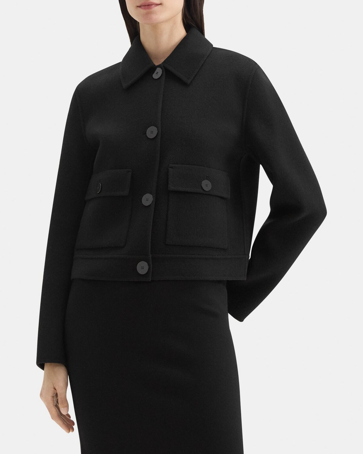 Double-Face Wool-Cashmere Flap Pocket Jacket | Theory Outlet | Theory Outlet