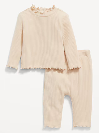 Plush-Knit Lettuce-Edge Top and Pants Set for Baby | Old Navy (US)
