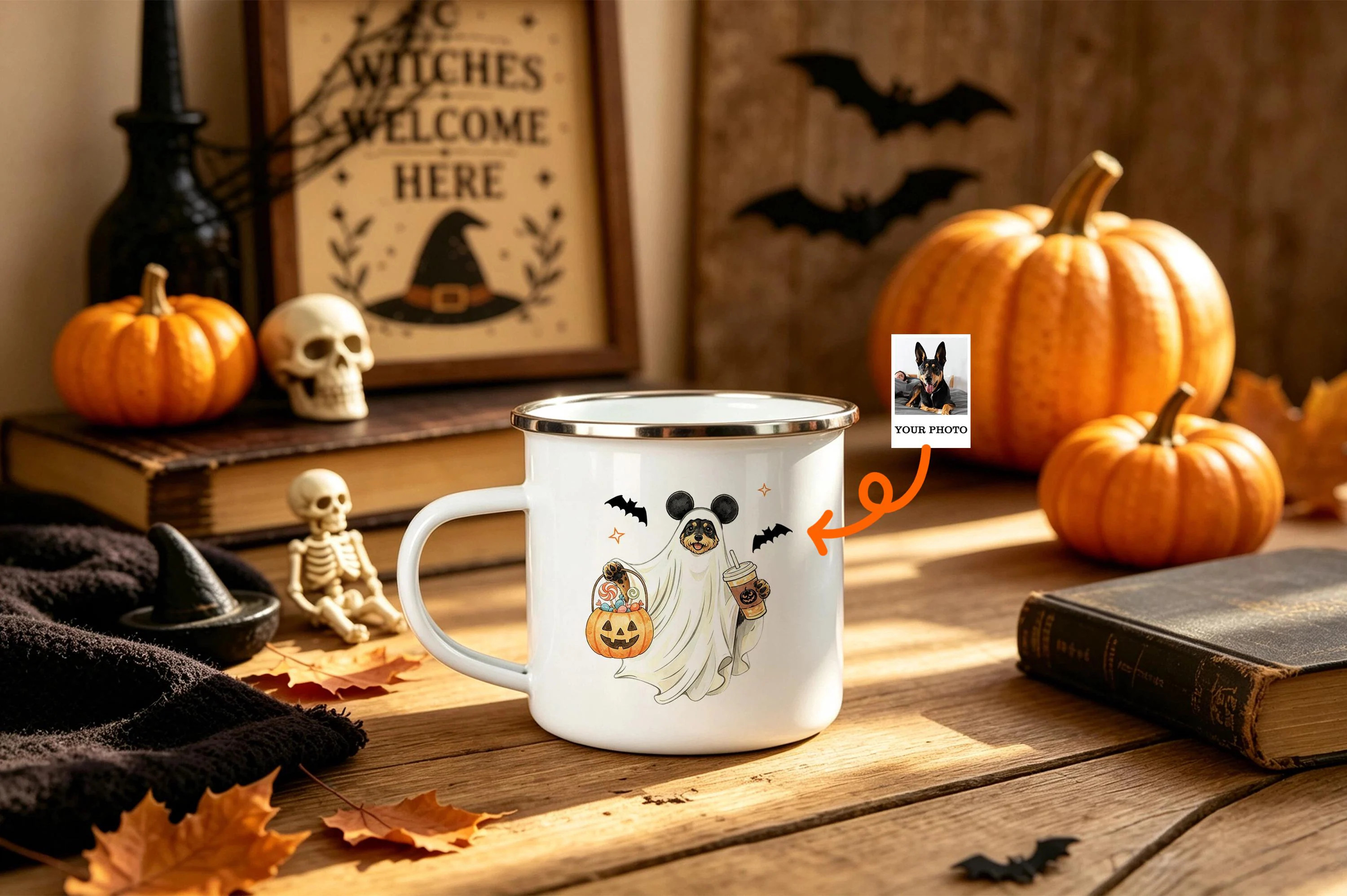 Personalized Pet Photo Hallowen Mug, Holiday Hot Chocolate Stainless Steel Cup, Custom Pet Ghost Gift for Girls Boys, Spooky Season Keepsake | Etsy (Global)