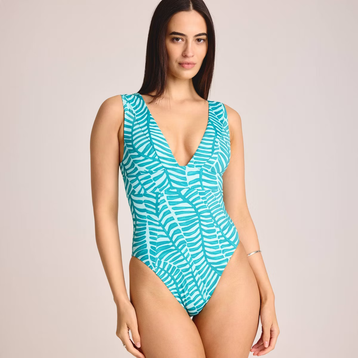 Vitamin A Women's Plunge Full Coverage One Piece Swimsuit - Jade Print | Target