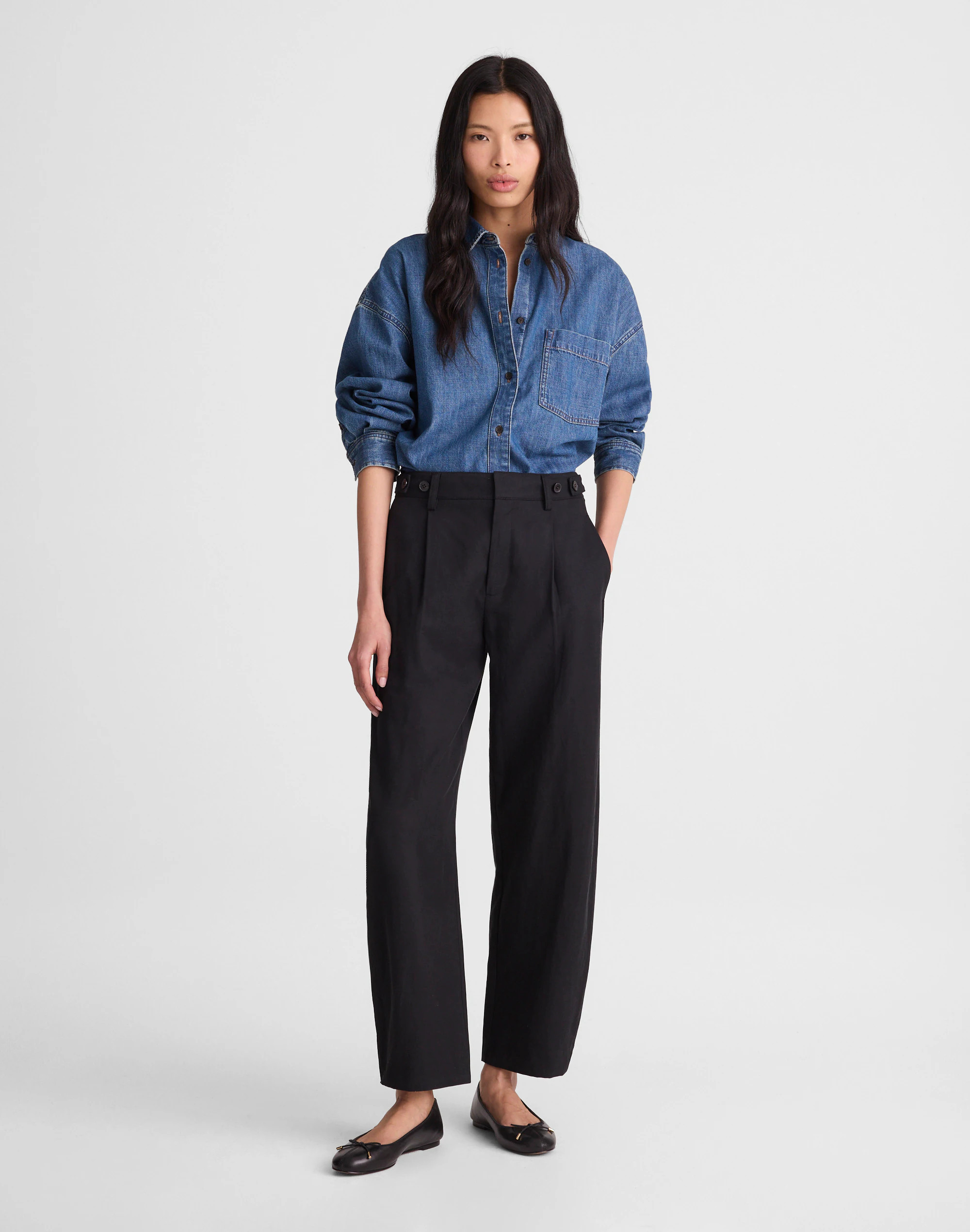 The Short Barrel-Leg Pant in Drapey Twill | Madewell