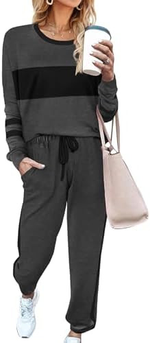 Aloodor Sweatsuit for Women 2 Piece Outfits for Womens Crewneck Sweatshirts Pullover | Amazon (US)