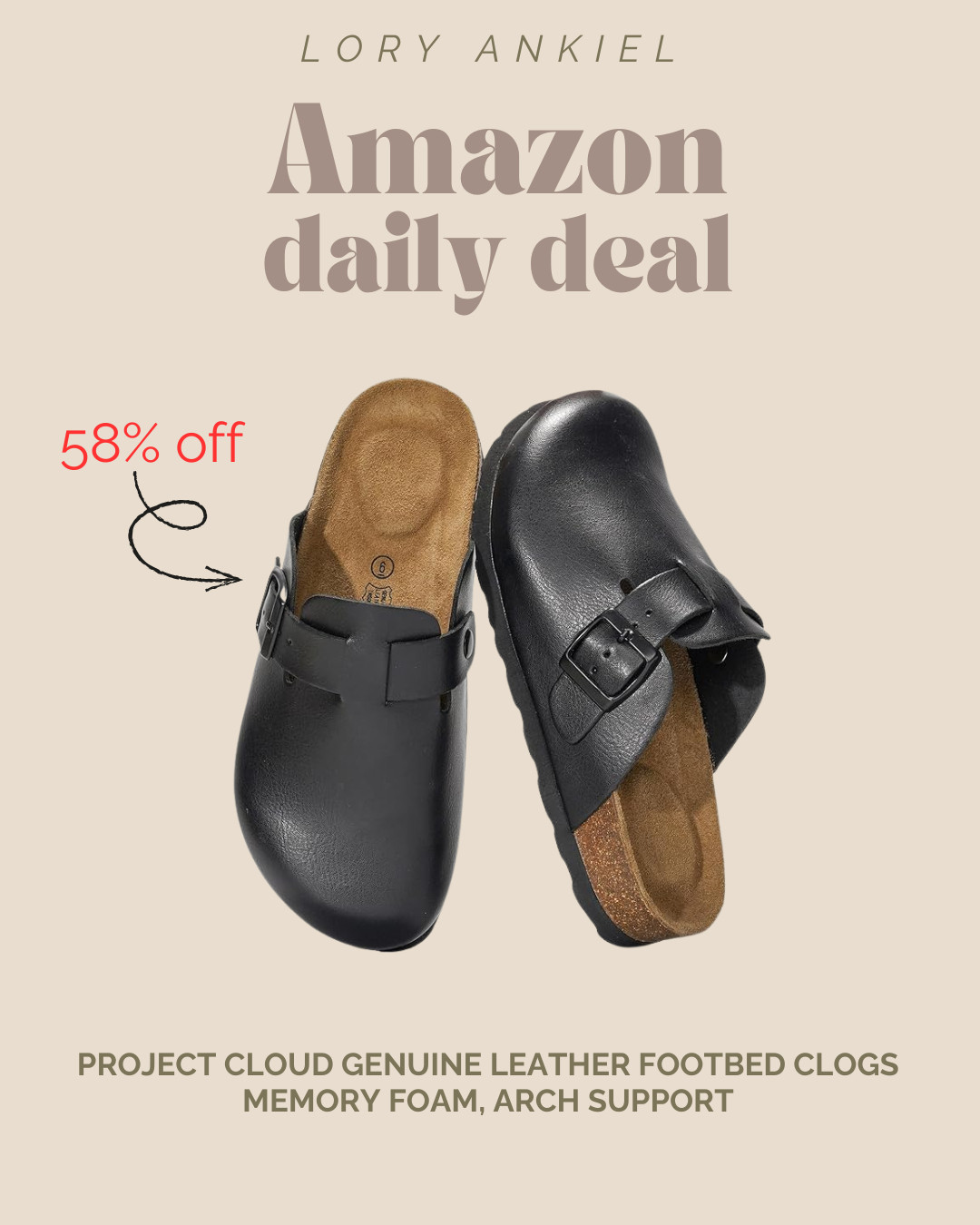 Amazon Daily Deal! - Project Cloud Genuine Leather Footbed Clogs,
Memory Foam, Arch Support

#travelshoes #traveloutfit  

 #LTKSaleAlert #LTKFindsUnder50 #LTKTravel