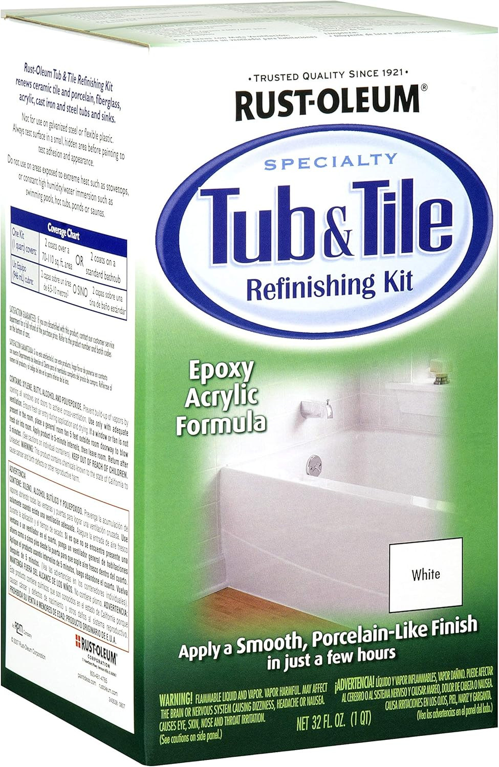 New Rust-Oleum Tub & Tile Refinishing 2 Part Kit White 7860519 32 oz Rustoleum | Amazon (US)