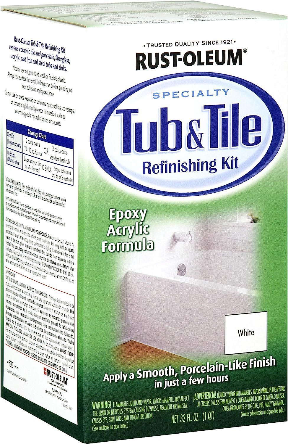 New Rust-Oleum Tub & Tile Refinishing 2 Part Kit White 7860519 32 oz Rustoleum | Amazon (US)