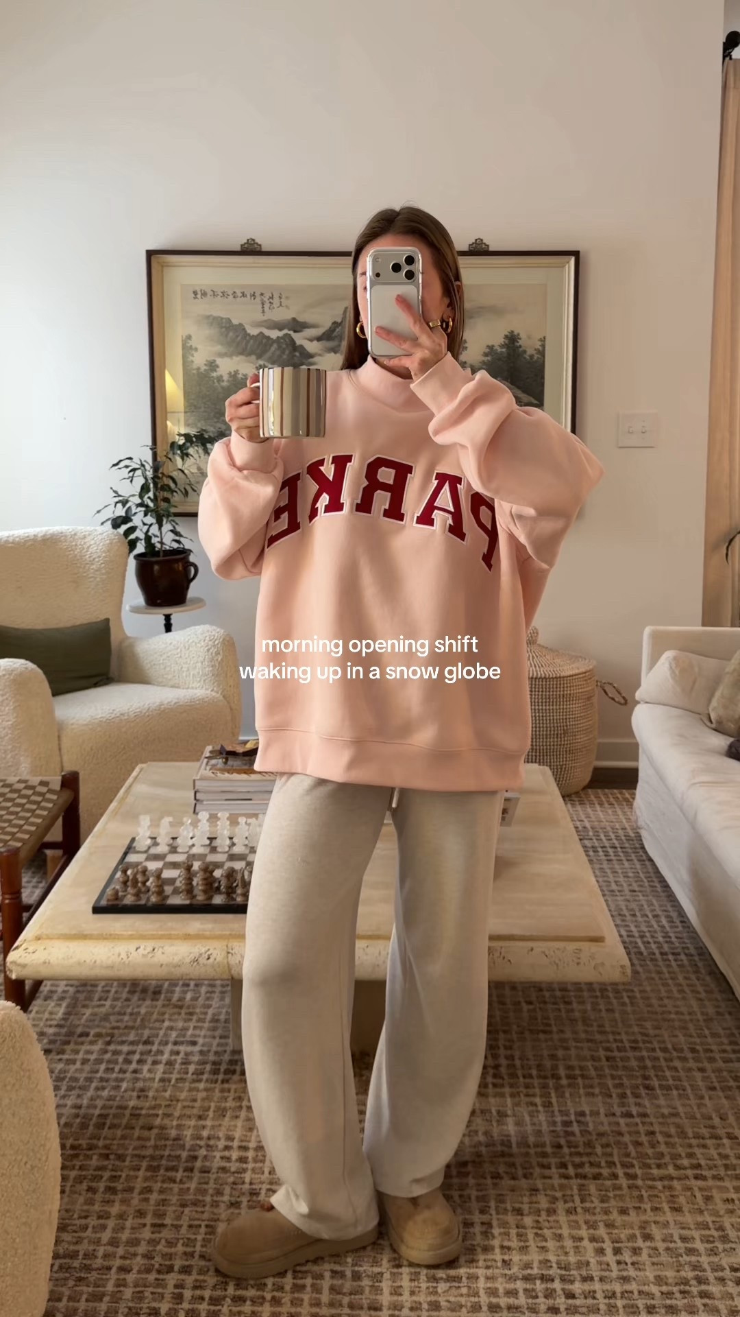1/26/26 Snowy morning opening shift ❄️ Waking up in a full-on snow globe and easing into the coziest morning at home. Linking my Aritzia lounge pants, our living room furniture details, and my pour-over coffee maker from Amazon. My sweatshirt is from PARKE and part of their Valentine’s Day drop launching 1/27 — I’m wearing a size L/XL in the mock neck for an oversized fit.

#LTKdayinmylife #LTKmorningroutine #LTKValentine