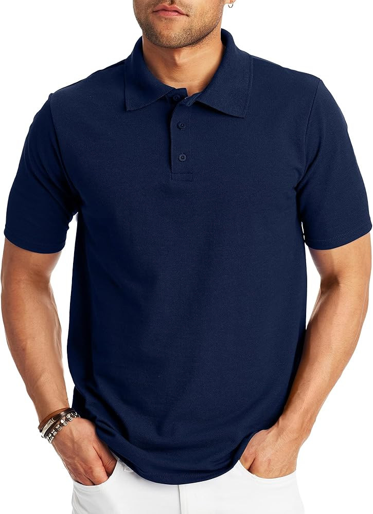 Hanes Men’s X-Temp Short Sleeve Polo Shirt, Midweight Men's Shirt | Amazon (US)