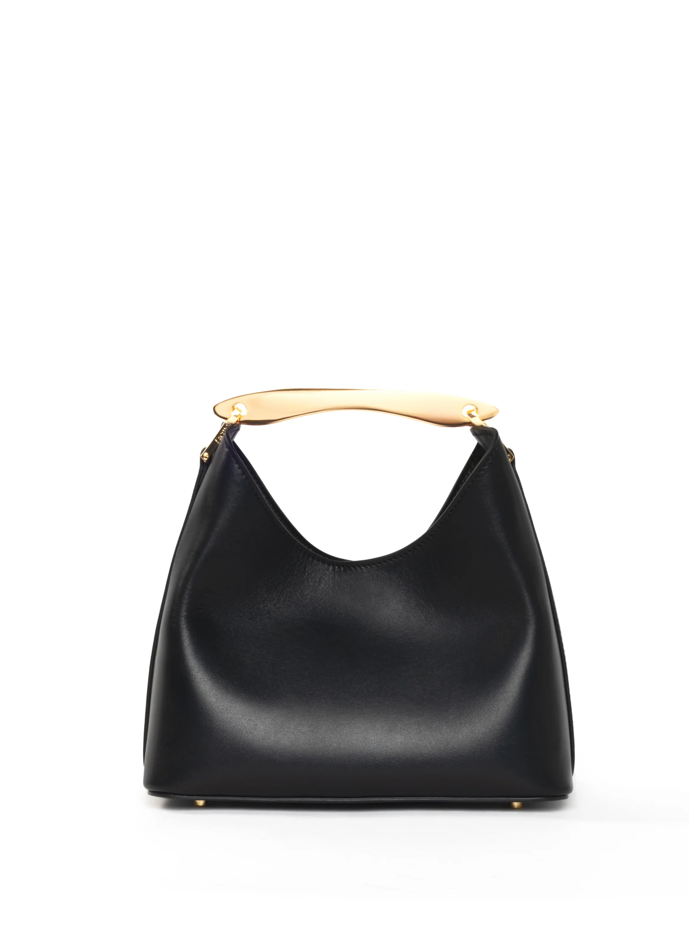 Small Boomerang Leather Black Gold - Minimalist Leather Bag - Elleme | Elleme