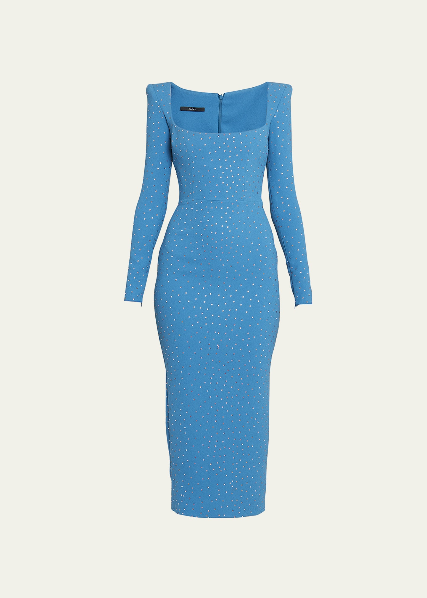Alex Perry Crystal Embellished Strong-Shoulder Crepe Midi Dress | Bergdorf Goodman