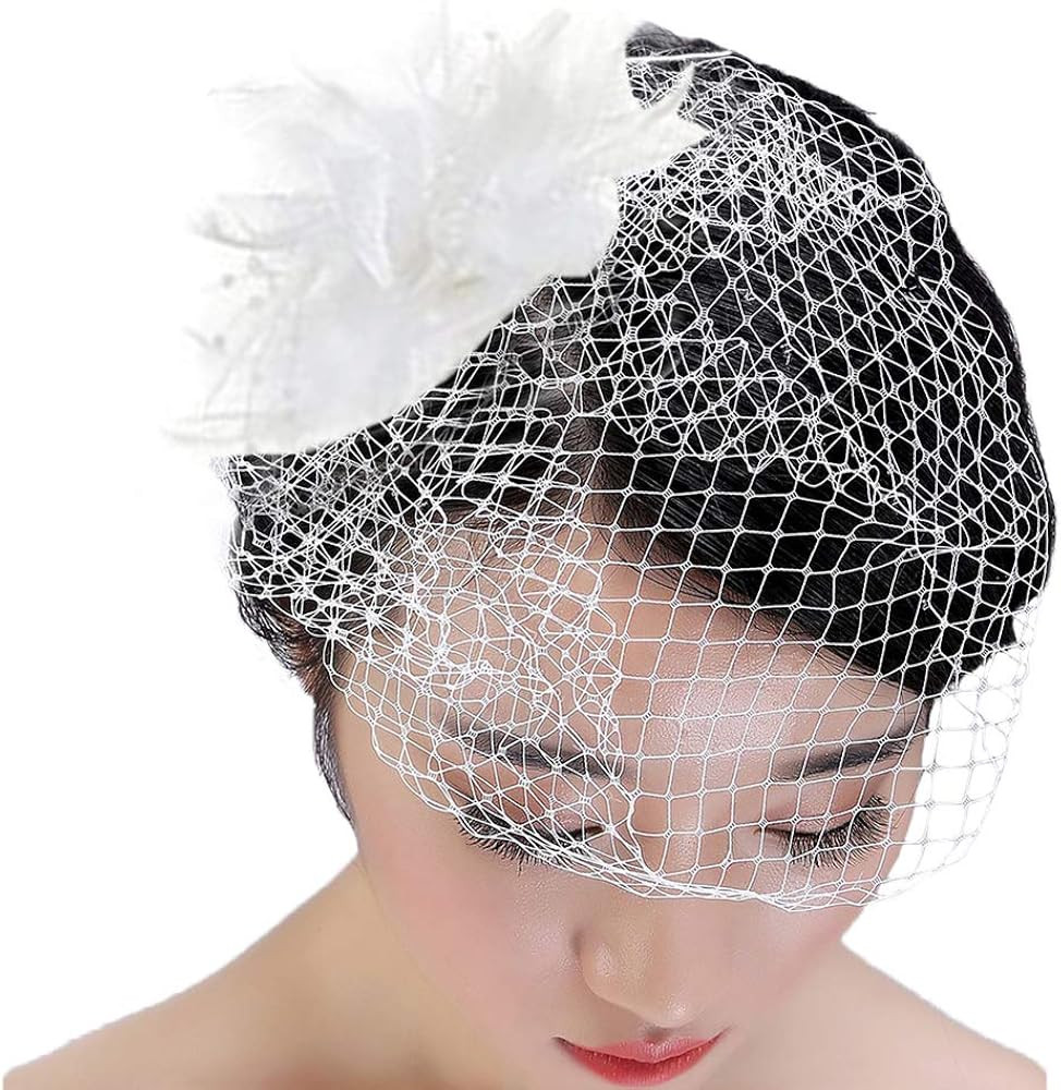 Vivivalue Women Veil Net Fascinator Flower Hats Fascinator Felt Mesh Feather Hair Clip | Amazon (US)