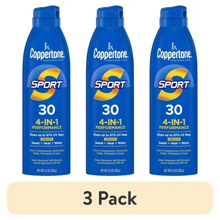 (3 pack) Coppertone Sport Sunscreen Spray, SPF 30 Spray Sunscreen, 5.5 oz | Walmart (US)
