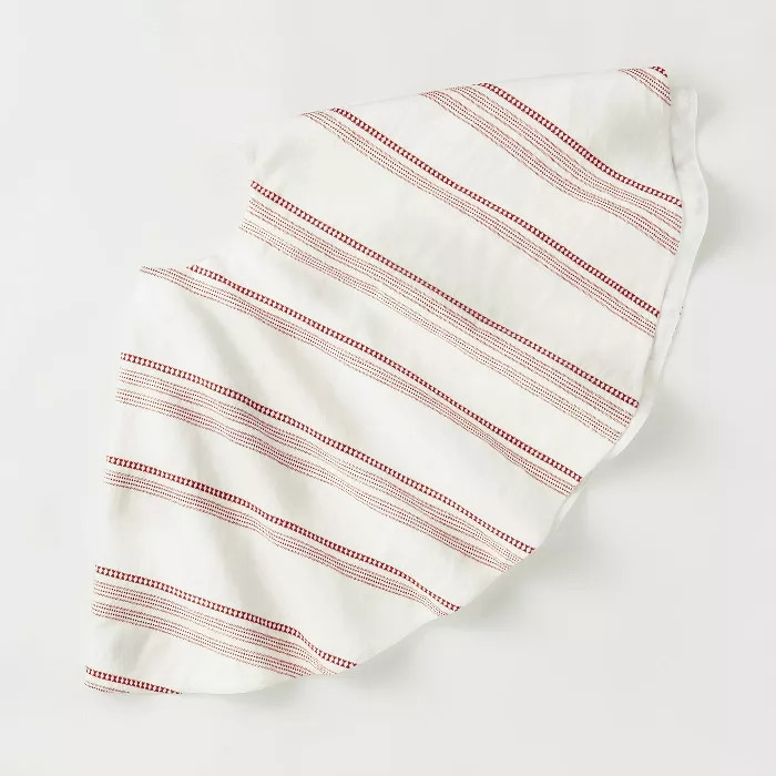 Woven Jacquard Stripes Holiday Tree Skirt Red/White - Hearth & Hand™ with Magnolia | Target