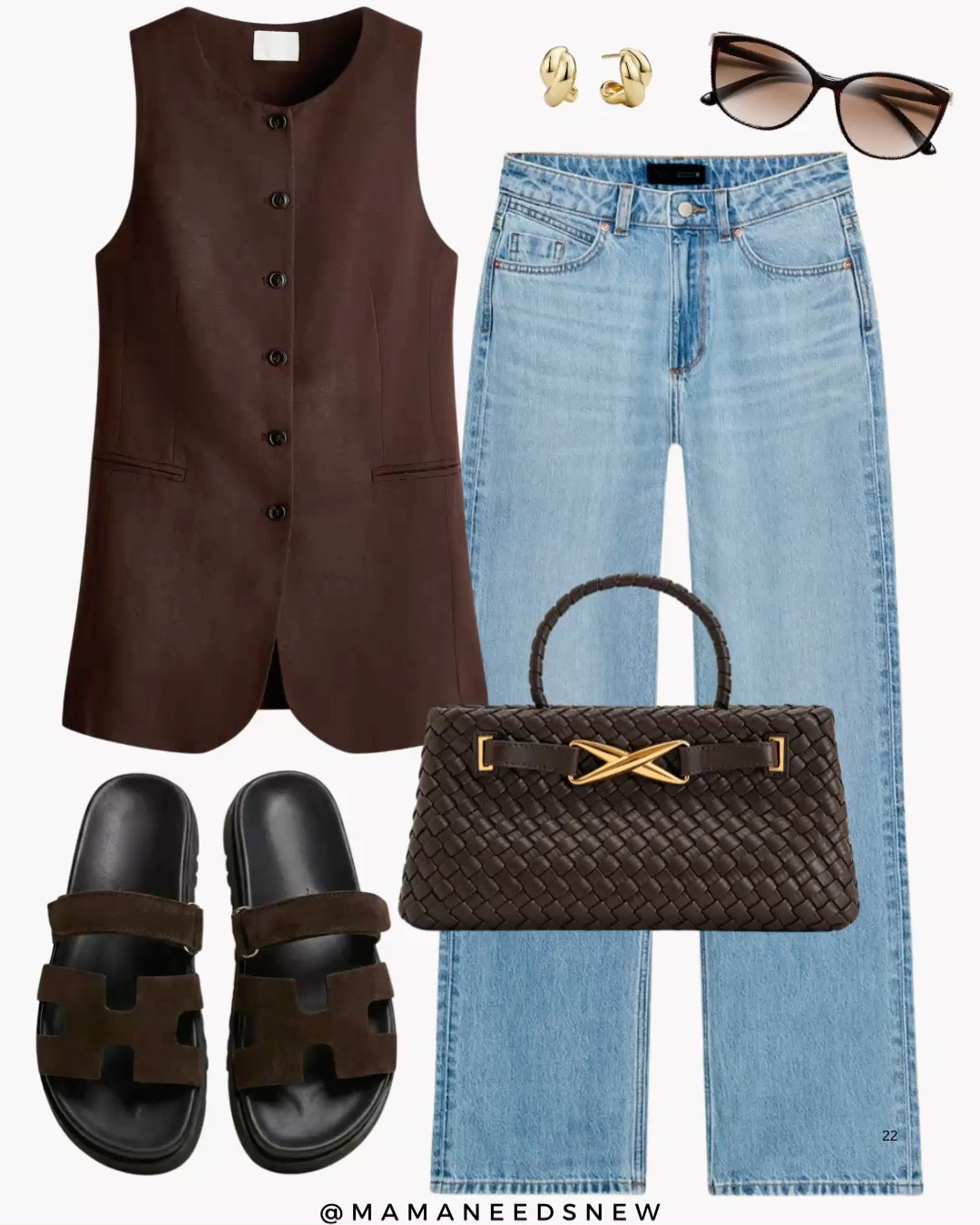 A spring outfit with a long vest top, jeans, top handle bag, slide sandals 🤎

#LTKSpringSale #LTKSeasonal #LTKSaleAlert