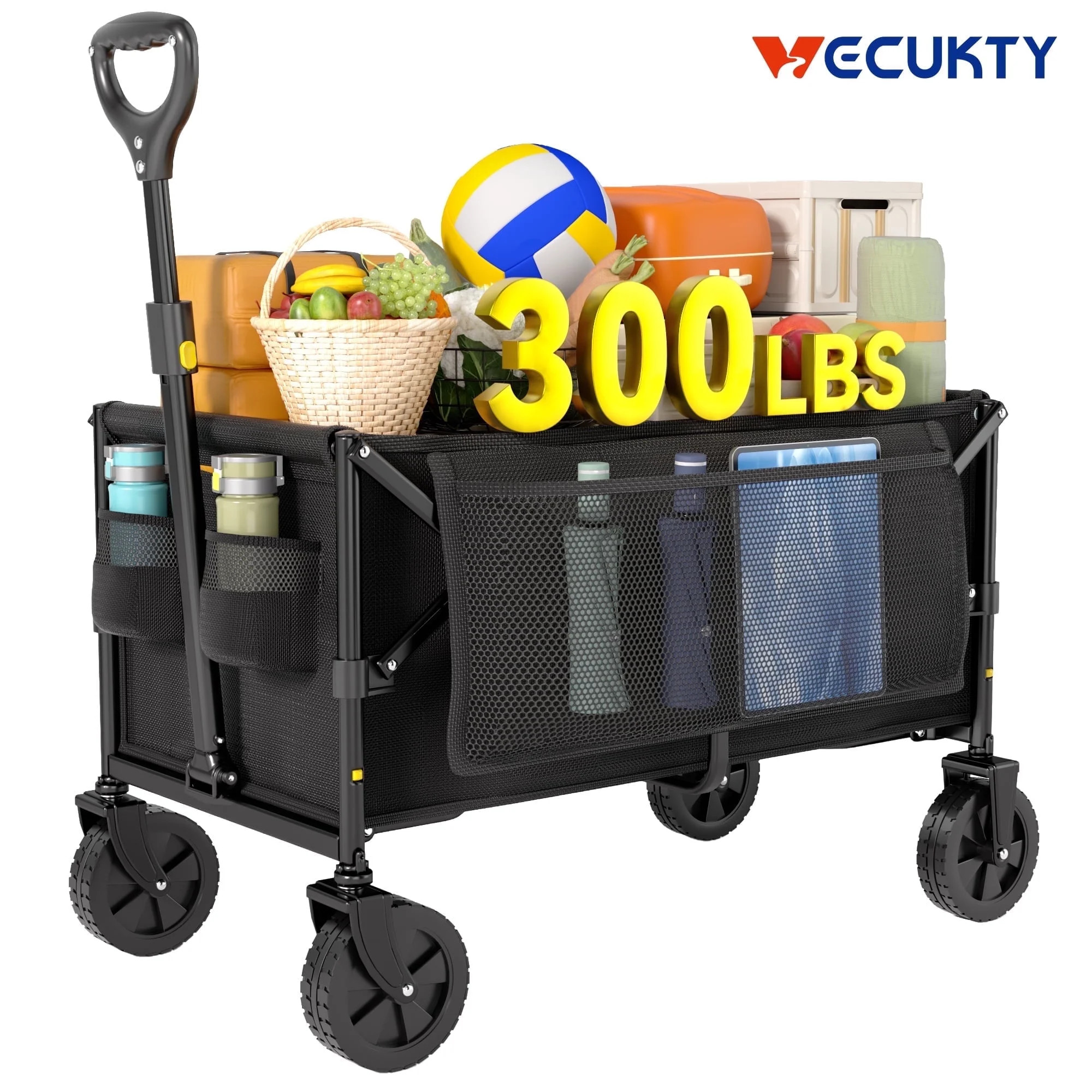 Vecukty Collapsible Wagon Cart , Portable Multifunctional Camping Cart for Camping, Beach, Picnic, Shopping, Black | Walmart (US)