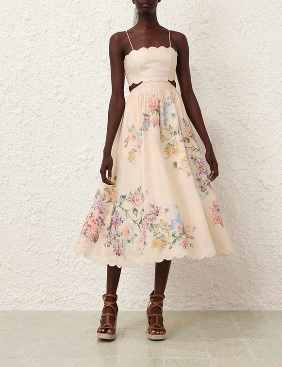 Halliday Scallop Midi Dress | ZIMMERMANN (US, CA, EU, MENA)