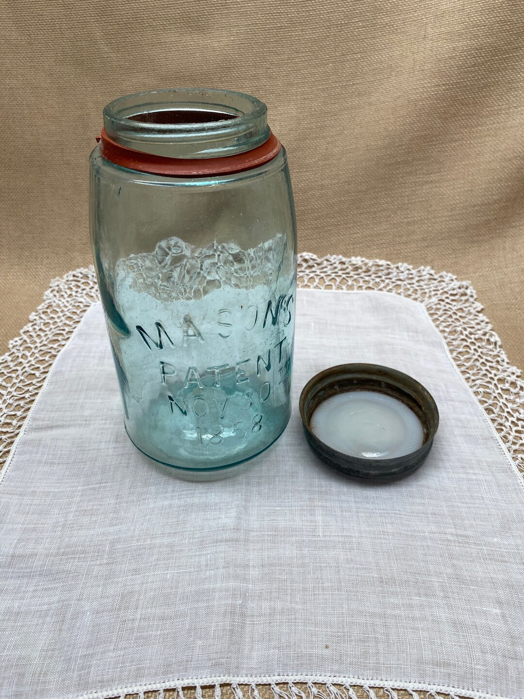 Rare MASON’S 1893 Patent Canning Green Glass Jar with porcelain lined Zinc Lid and Rubber Seal|... | Etsy (US)