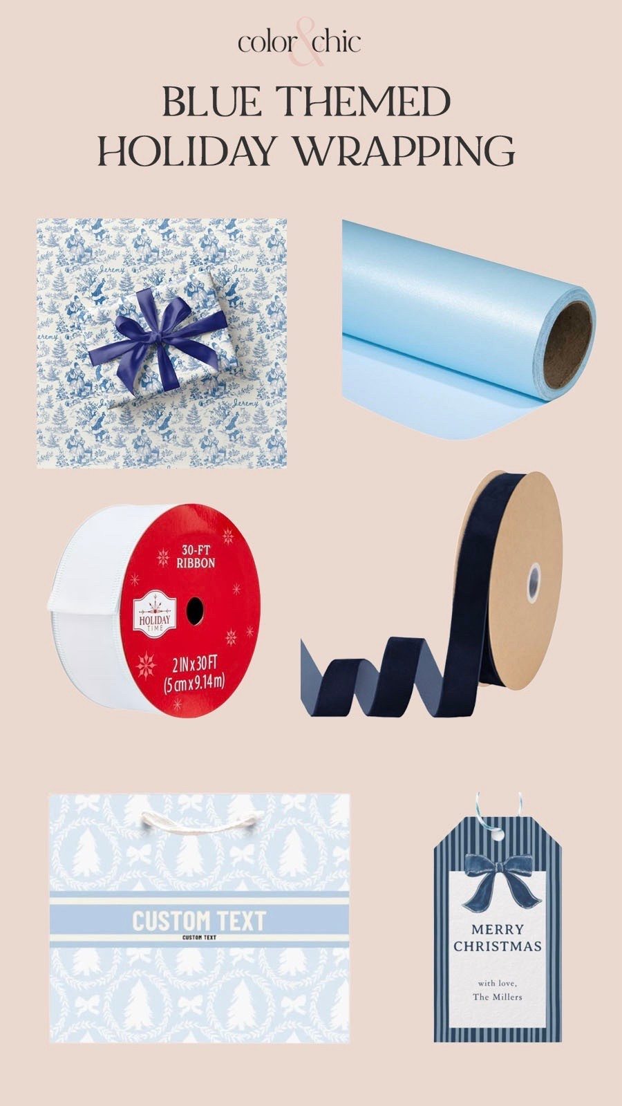Blue themed holiday wrapping including gift tags, ribbon, wrapping paper, and more. Love this for a snowflake, winter wonderland theme! 

#LTKGiftGuide #LTKHoliday