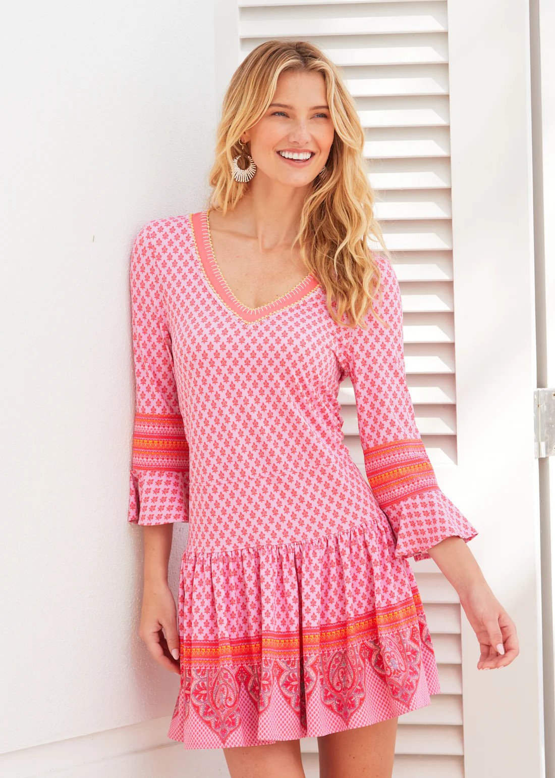 Boca Raton Embroidered Drop Waist Dress | Cabana Life