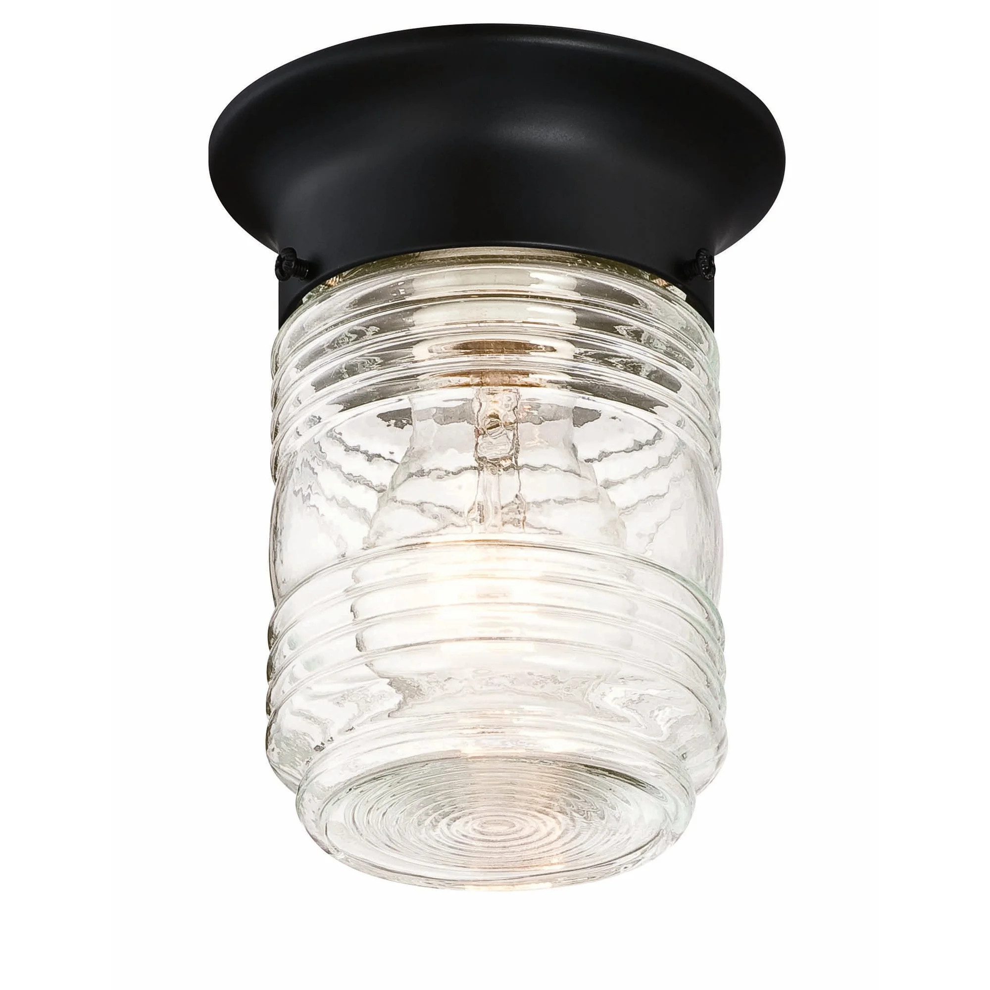 Design House 587220 Jelly Jar 1-Light Indoor/Outdoor Flush Mount Ceiling Light, Black - Walmart.c... | Walmart (US)