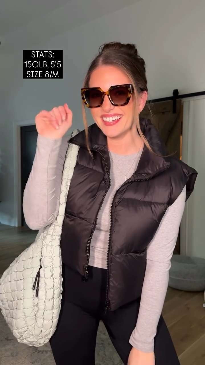 Fave flared leggings - hidden scrunch no front seam. TTS - M 32” I’m 5’5. Fave longe sleeve ribbed tee - sized up 1 to L. Fave cropped vest in black - size L. Sneakers TTS dolce vita vibes. My fave!! Lip color sugey girl lip stain liner + desire lip 

 #LTKdayinmylife #LTKgrwm #LTKootd