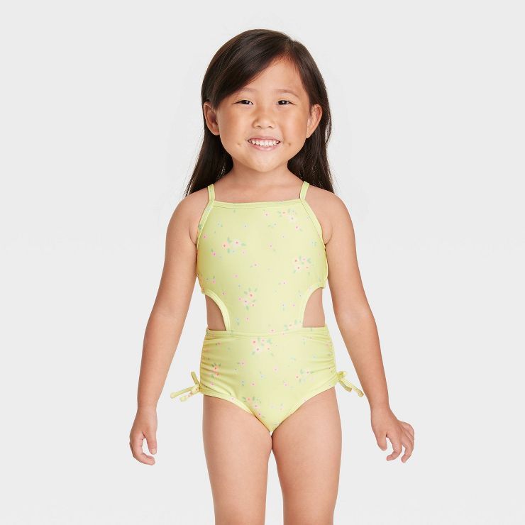 Toddler Girls' Floral One Piece Swimsuit - Cat & Jack™ Yellow | Target