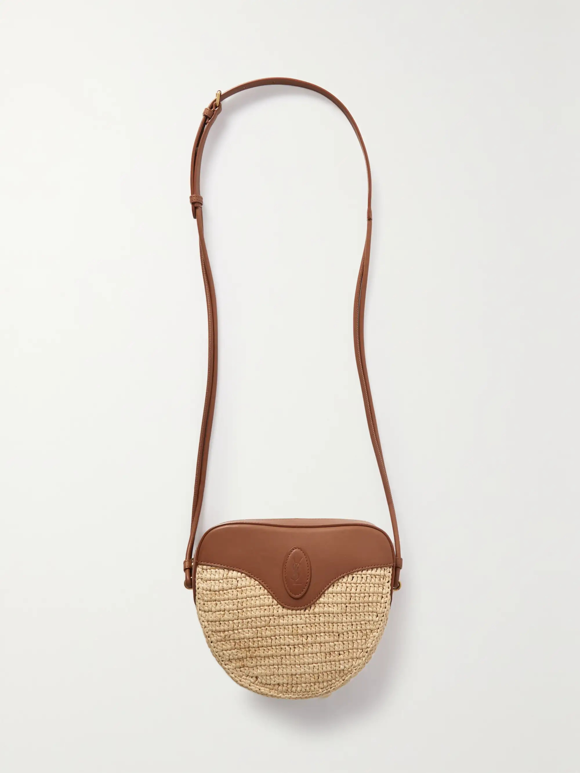 Cœur small leather and raffia shoulder bag | NET-A-PORTER (US)