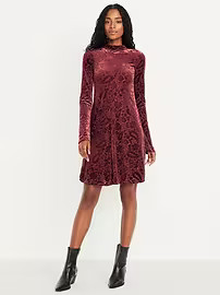 Long-Sleeve Velour Mini Dress | Old Navy (US)