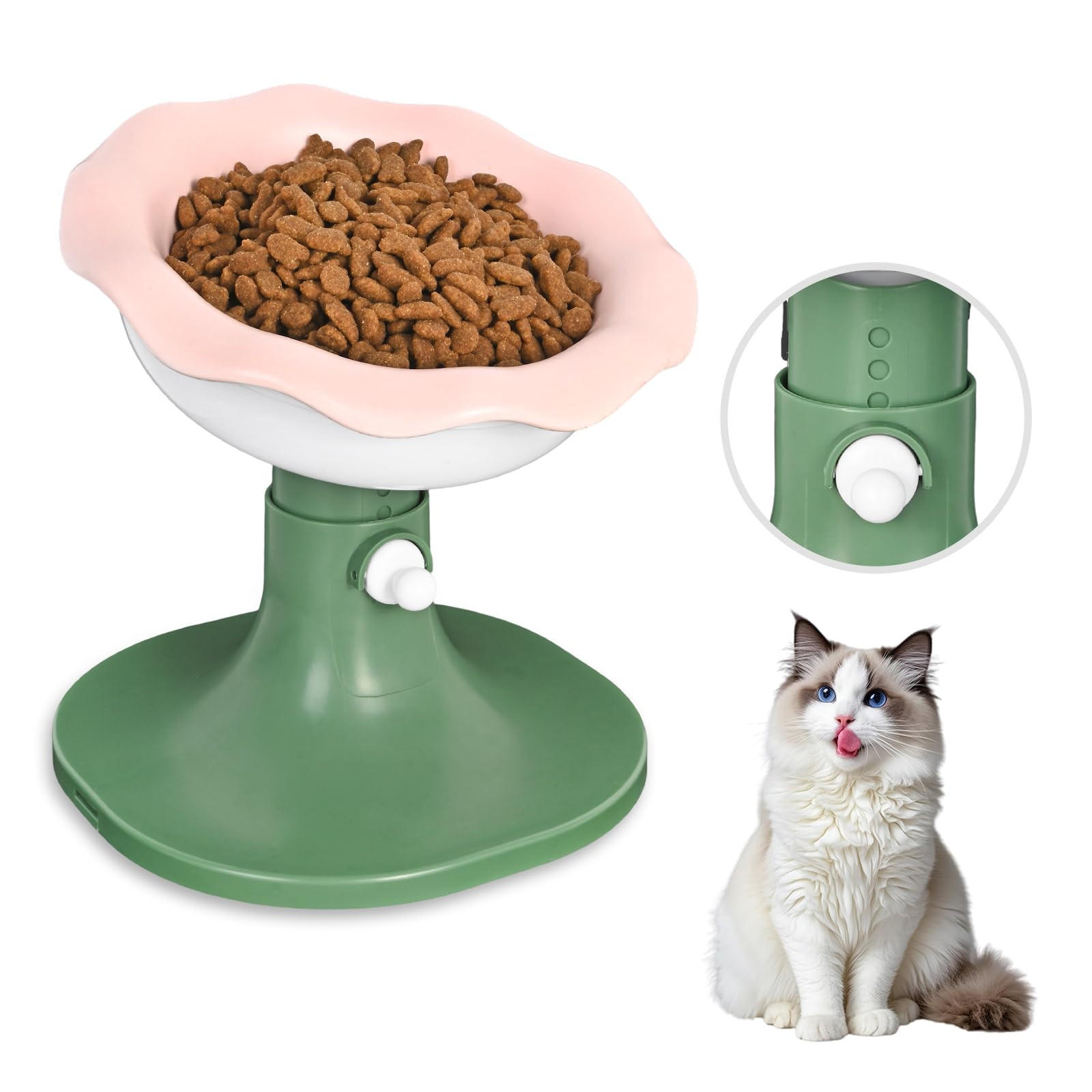 Adjustable Ceramic Elevated Cat Bowls, 30° Tilted Raised Cat Bowls, Neck Protection, Whisker-Fri... | Amazon (US)