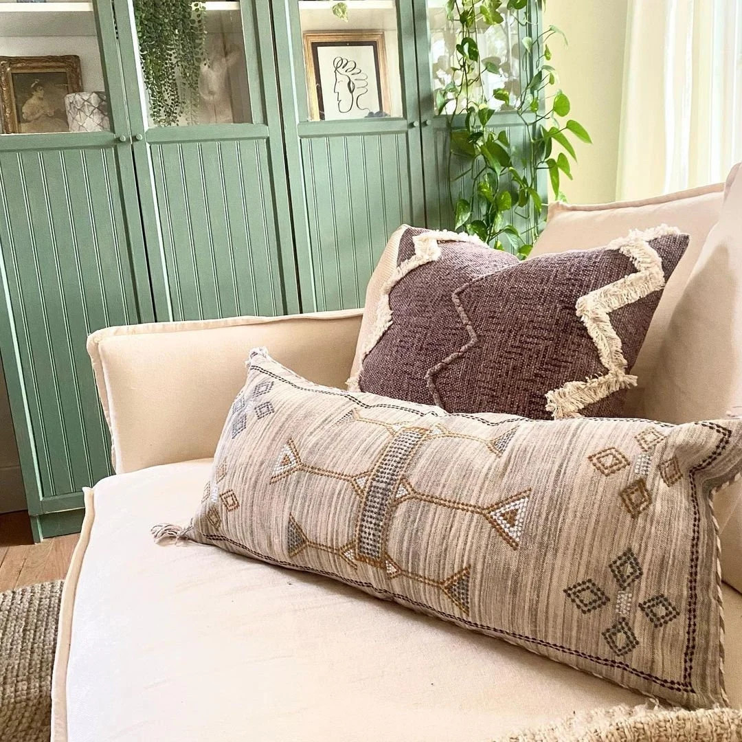 Handmade Lumbar Pillow Cover: Boho Farmhouse Neutral Cushion (12x28 inches) | Etsy (Global)