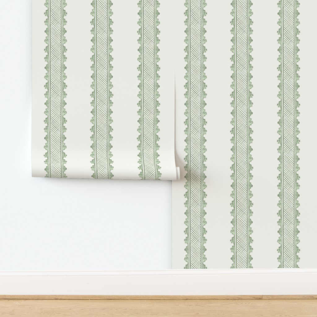 Clarabelle Soft Greens on Cream | Spoonflower