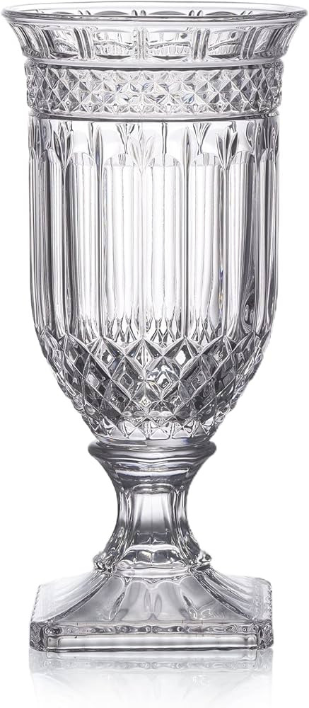 Joeyan 13'' Glass Urn Vase,Large Clear Decorative Flower Vase for Table and Centerpiece,Tall Pede... | Amazon (US)