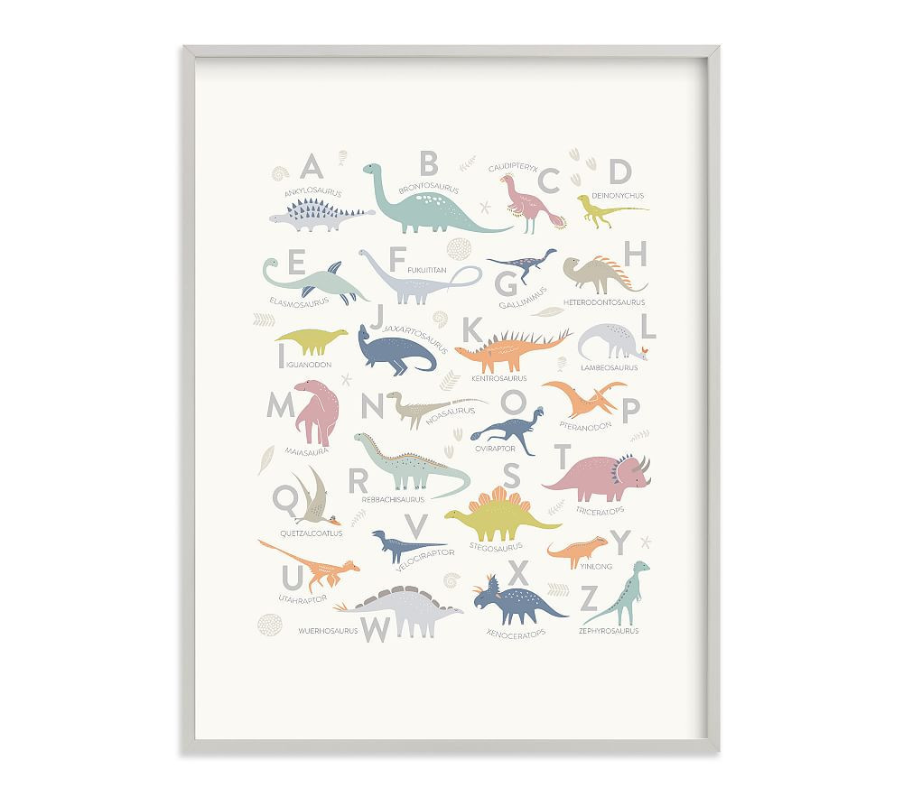 Minted(R) Alphabet Dinos Wall Art by Teju Reval; 30x40, Gray | Pottery Barn Kids