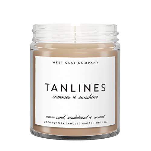 Tanlines Candle | West Clay Company | Coconut Sandalwood Scented Soy Coconut Nontoxic Candles | Summ | Amazon (US)