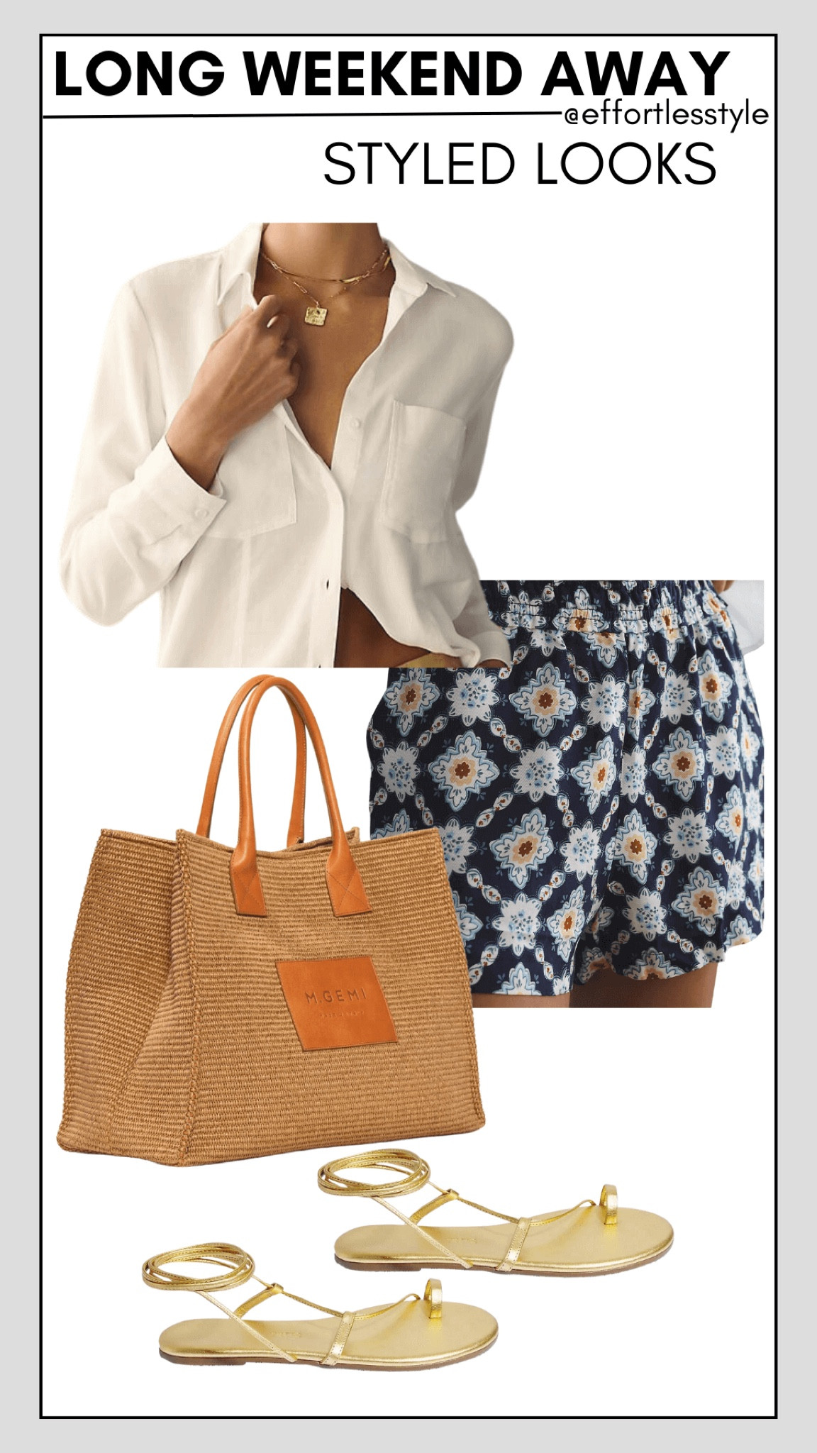Button-Up Shirt + Printed Shorts…

The perfect weekend getaway look!

To read more about our Long Weekend Travel Capsule, head over to the blog => https://effortlesstyle.com/long-weekend-travel-capsule/

#LTKitbag #LTKshoecrush #LTKtravel