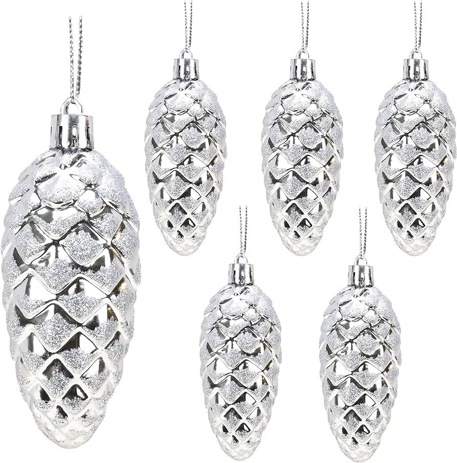 Christmas Concepts® Pack of 6-90mm Pine Cone Baubles – Shiny and Glitter Decorated – Luxury ... | Amazon (UK)